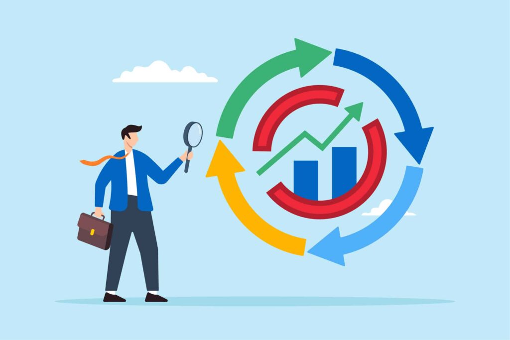 professional examining a cycle diagram to identify recurring revenue cycle issues